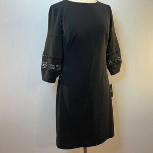 Lauren Ralph Lauren Women's Black Decorative Puff Sleeve Dress - Size 2 - NWT